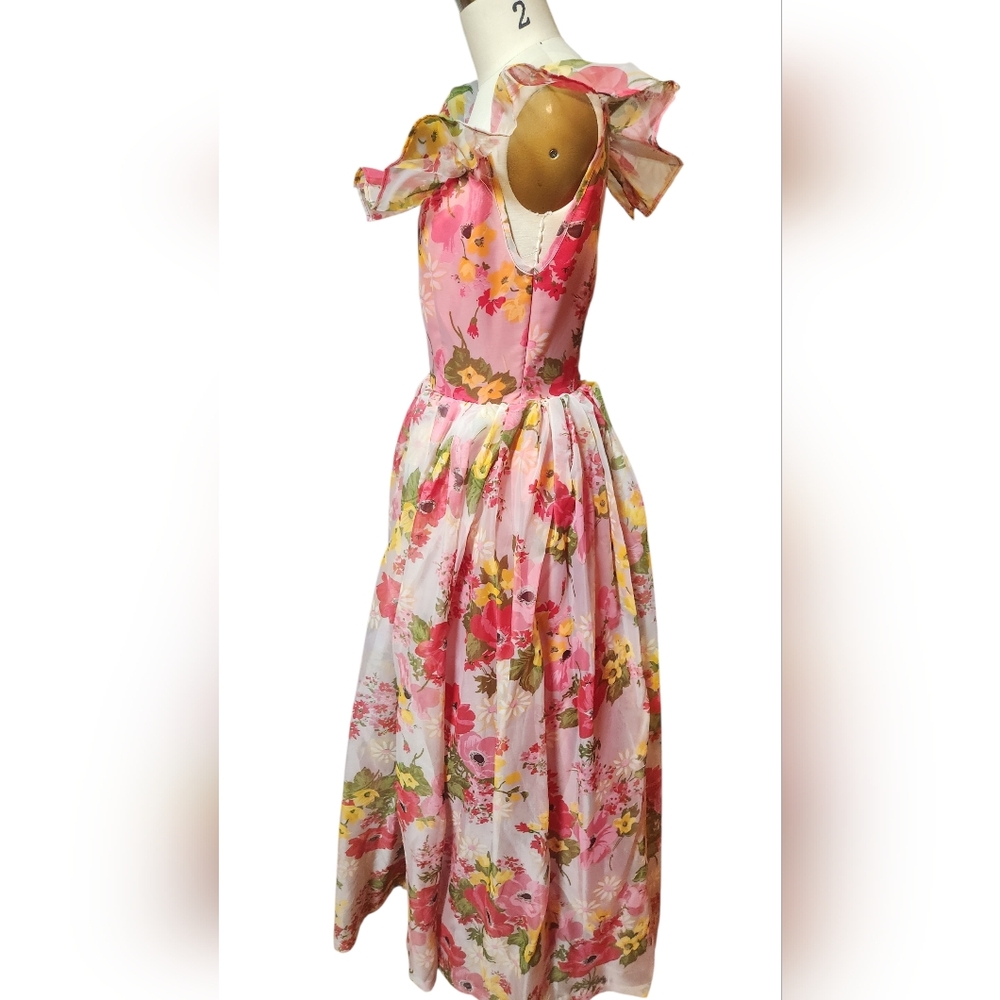 Vintage Handmade Sheer Floral Dress - Picture 3 of 6